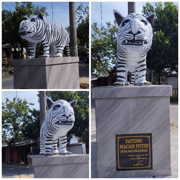 Patung Macan Putih Desa Balongjeruk Viral, Wujud Dipersoalkan Anggaran Dipertanyakan