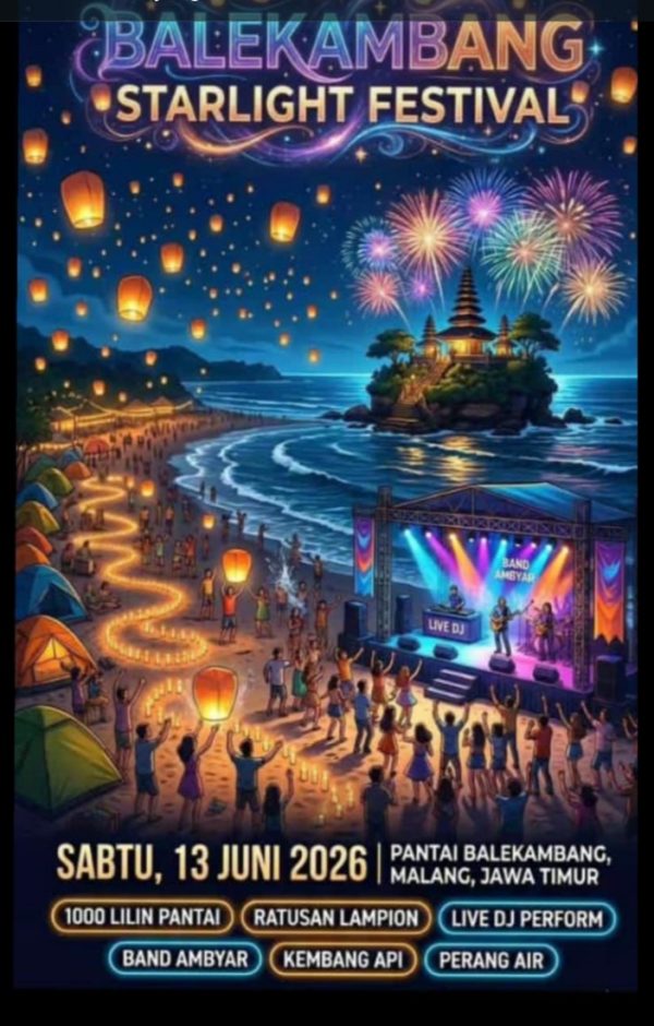 Balekambang Starlight Festival 2026” Siap Gegerkan Pantai Selatan Malang, Ribuan Lampion dan Pesta Cahaya Meriahkan Malam