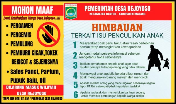 Pemdes Rejoyoso Beri Himbauan Kepada Warganya Terkait Viral Penculikan Anak